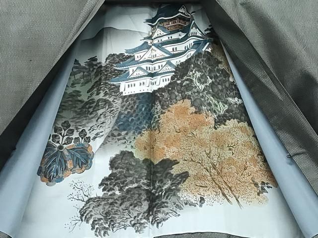 平和屋着物●男性　本場大島紬　アンサンブル　80亀甲　総詰め　正絹　逸品　CAAS8548vf 平和屋着物○男性 本場大島紬 アンサンブル 80亀甲 総詰め 正絹 逸品