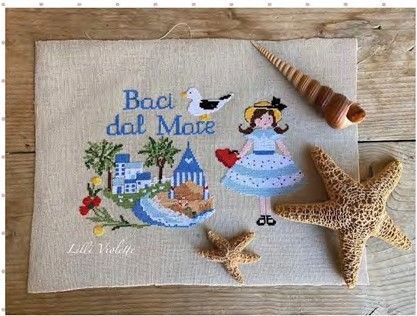 クロスステッチ完成品ハンドメイド リリーバイオレットさん完成品刺繍