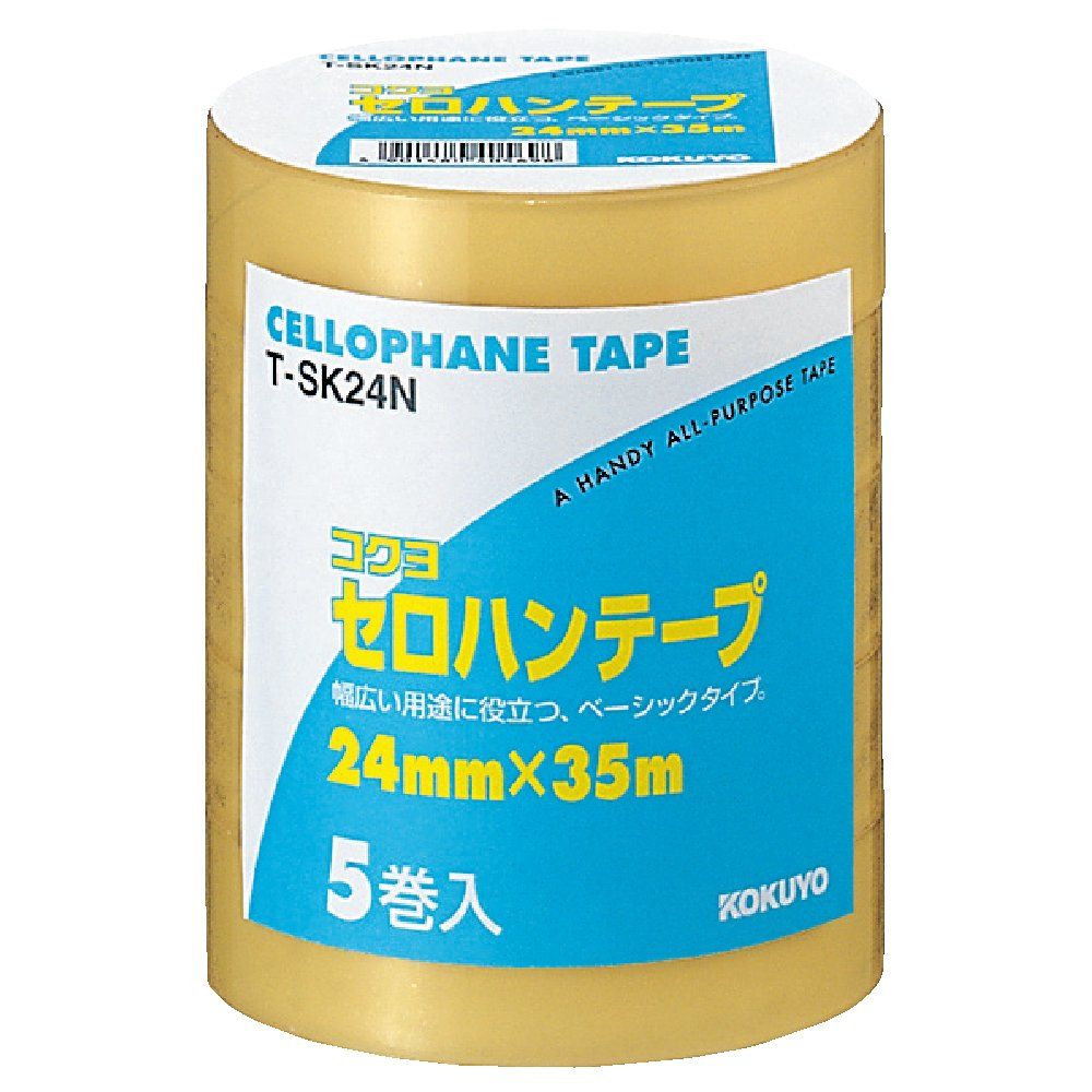 まとめ買い コクヨ セロハンテープ 大巻き 工業用 24mm×35m 5巻入 T-SK24N ×10セット