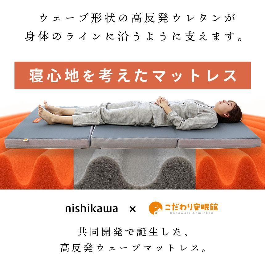 西川 三つ折りウェーブ高反発マットレス