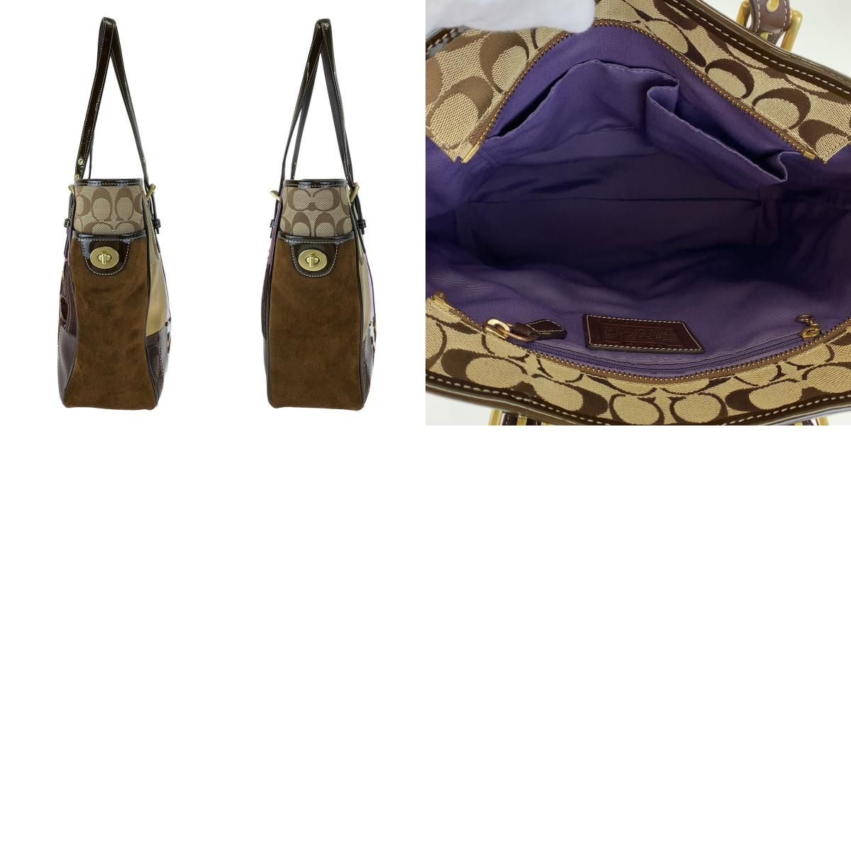 COACH コーチ シグネチャー パッチワーク ブラウン 茶 マルチカラー 