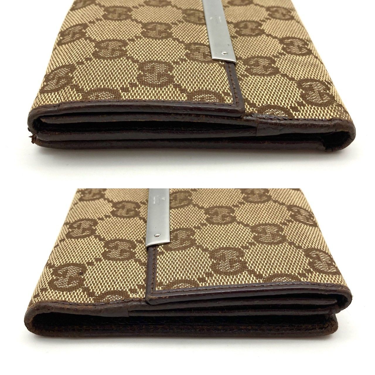 グッチ 二つ折り財布 折り財布 Wホック レザー ベージュ
