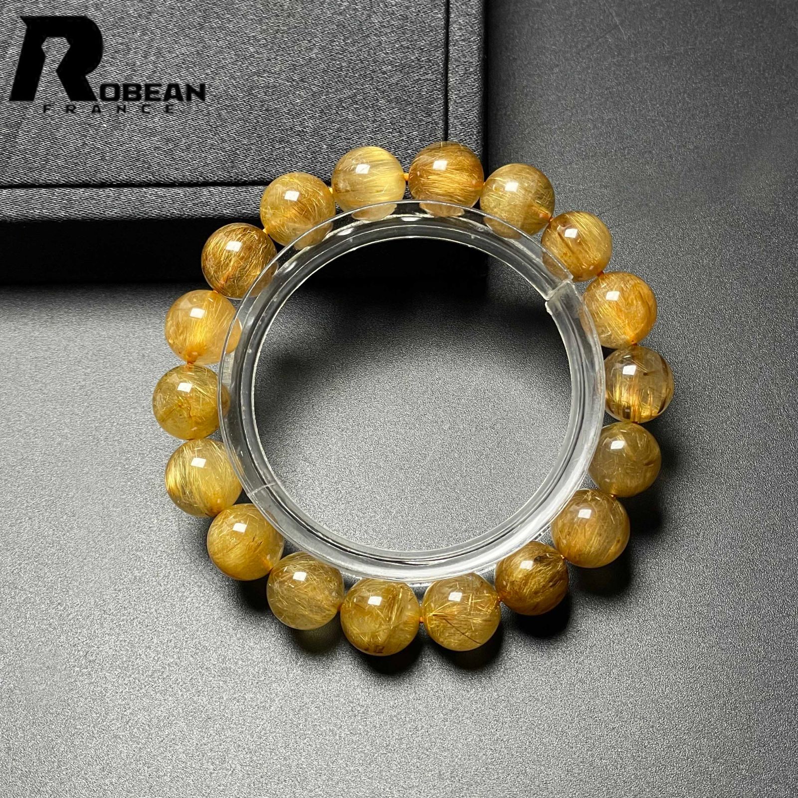 EU製 定価11万円 ROBEAN ! 満針ルチルクォーツ ブレスレット パワーストーン 天然石 金運 お守り プレゼント10.3-11.1mm M1015734