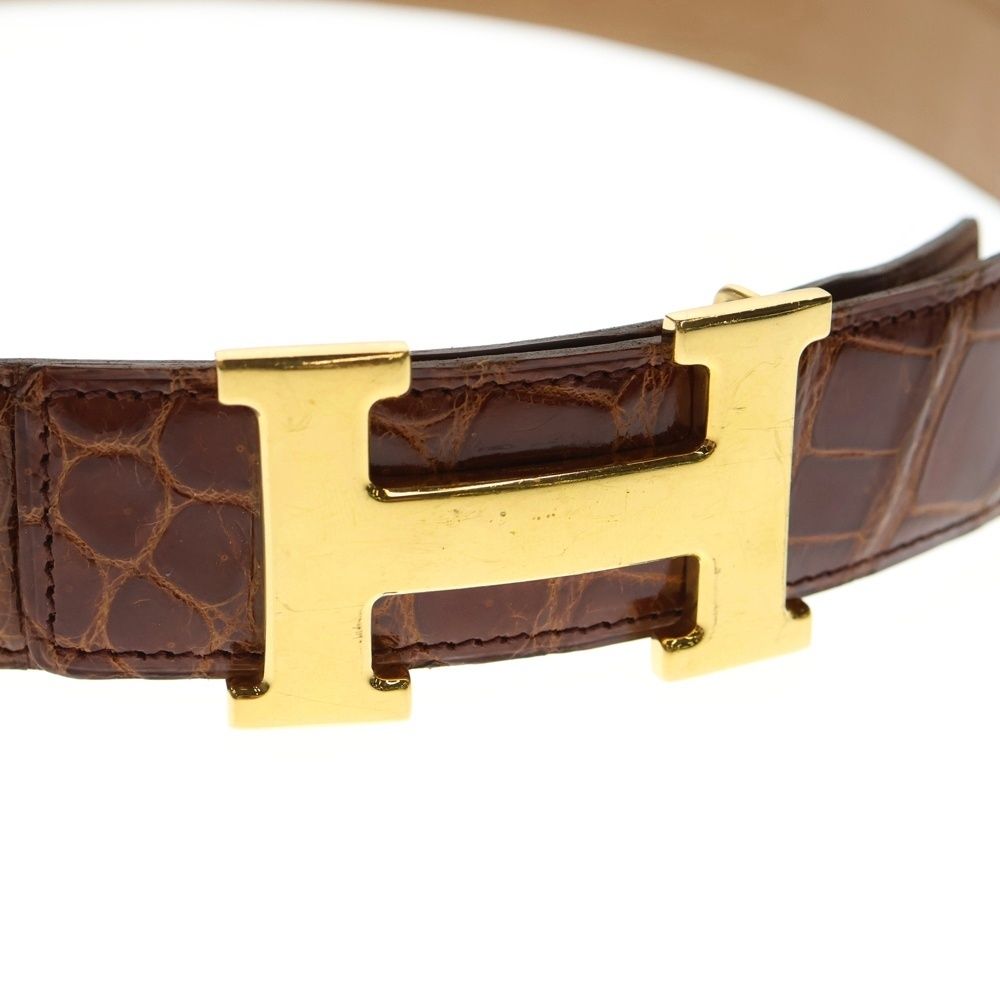 HERMES エルメス J刻印 コンスタンス ポロサス レディース レザーベルト クロコ ブラウン|ゴールド NICORILABO_COM
