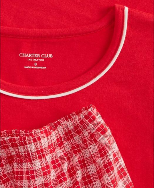 チャータークラブ レディース ナイトウェア アンダーウェア Women s Long-Sleeve Jersey Pajama Set Dawn Plaid