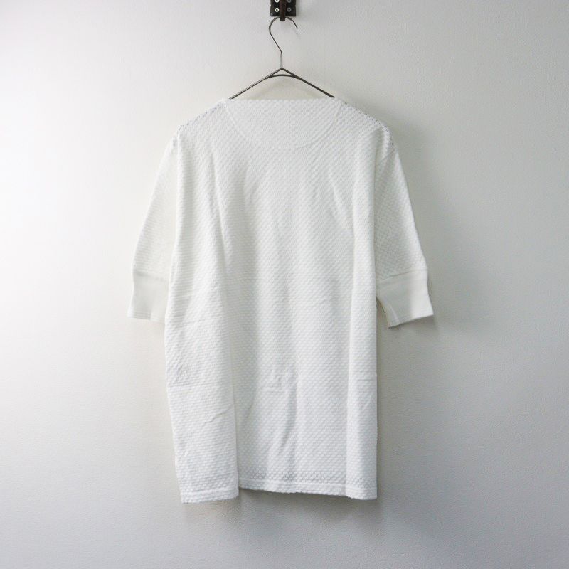 美品 トゥジュー TOUJOURS コットン透かしニットヘンリーTシャツ F/ホワイト カットソー 半袖 トップス【2400014507010】 美品 トゥジュー TOUJOURS コットン透かしニットヘンリーTシャツ