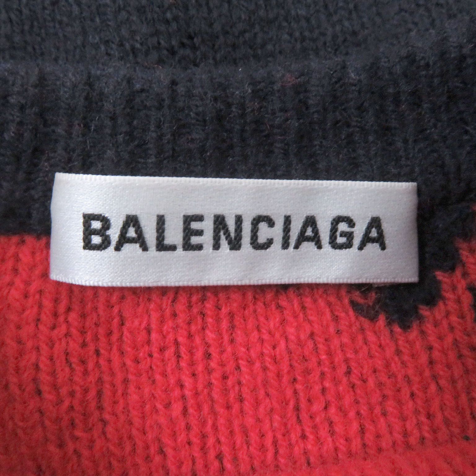 美品□BALENCIAGA バレンシアガ 2018年製 555279 ウール ジャガードロゴ ロングスリーブ ニット セーター ネイビー XS  イタリア製 正規品 メンズ - メルカリ
