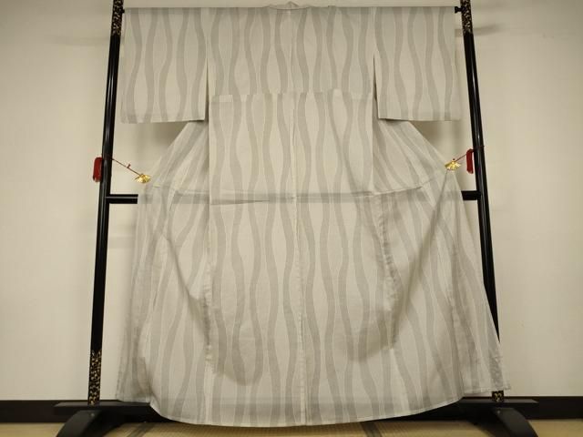 平和屋着物＊夏物 小紋 紗 よろけ縞 洗える着物 AABA2898jd