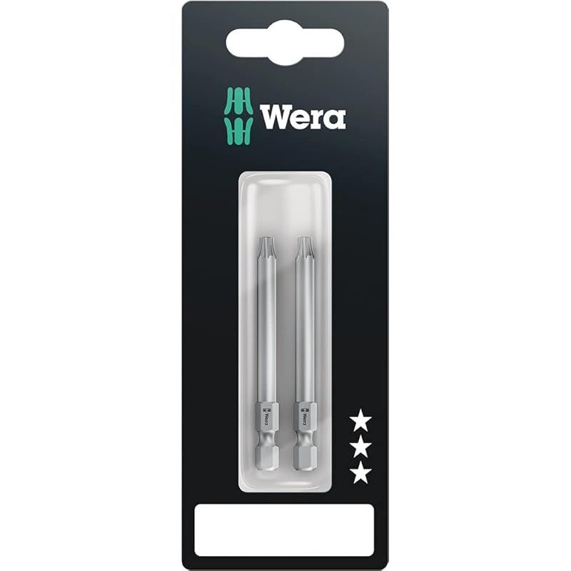 WERA ヴェラ 2本入 Bore Torx いじり止めトルクスネジ用 ドライバービット 差込6.35mm 刃先サイズTX20 全長70mm