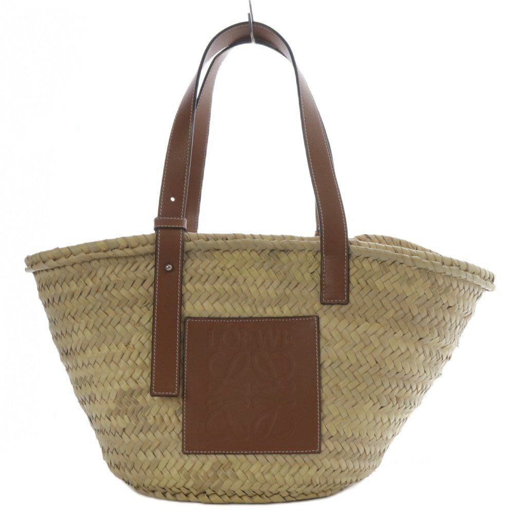 LOEWE かごバッグ　アナグラム ラージ レザートリムバスケットトート LOEWE かごバッグ アナグラム ラージ レザートリムバスケット