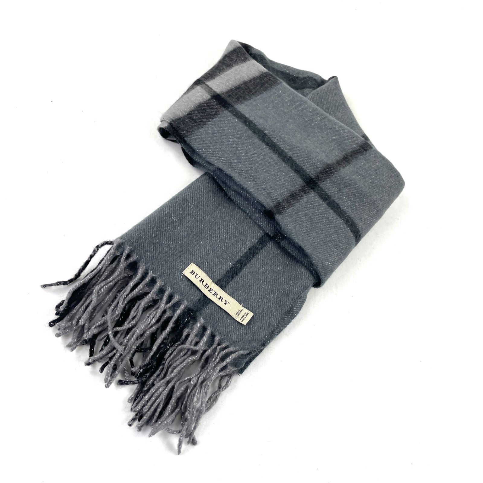 バーバリー　スコットランド製　カシミヤ100% ビックチェック　ロング　マフラー バーバリー スコットランド製 カシミヤ100% ビックチェック ロング