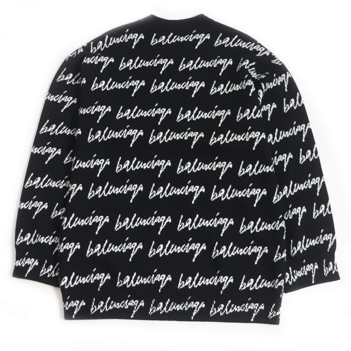 BALENCIAGA バレンシアガ　ニット オーバーサイズ　ジャガードロゴ　赤紺 BALENCIAGA バレンシアガ ニット オーバーサイズ ジャガードロゴ