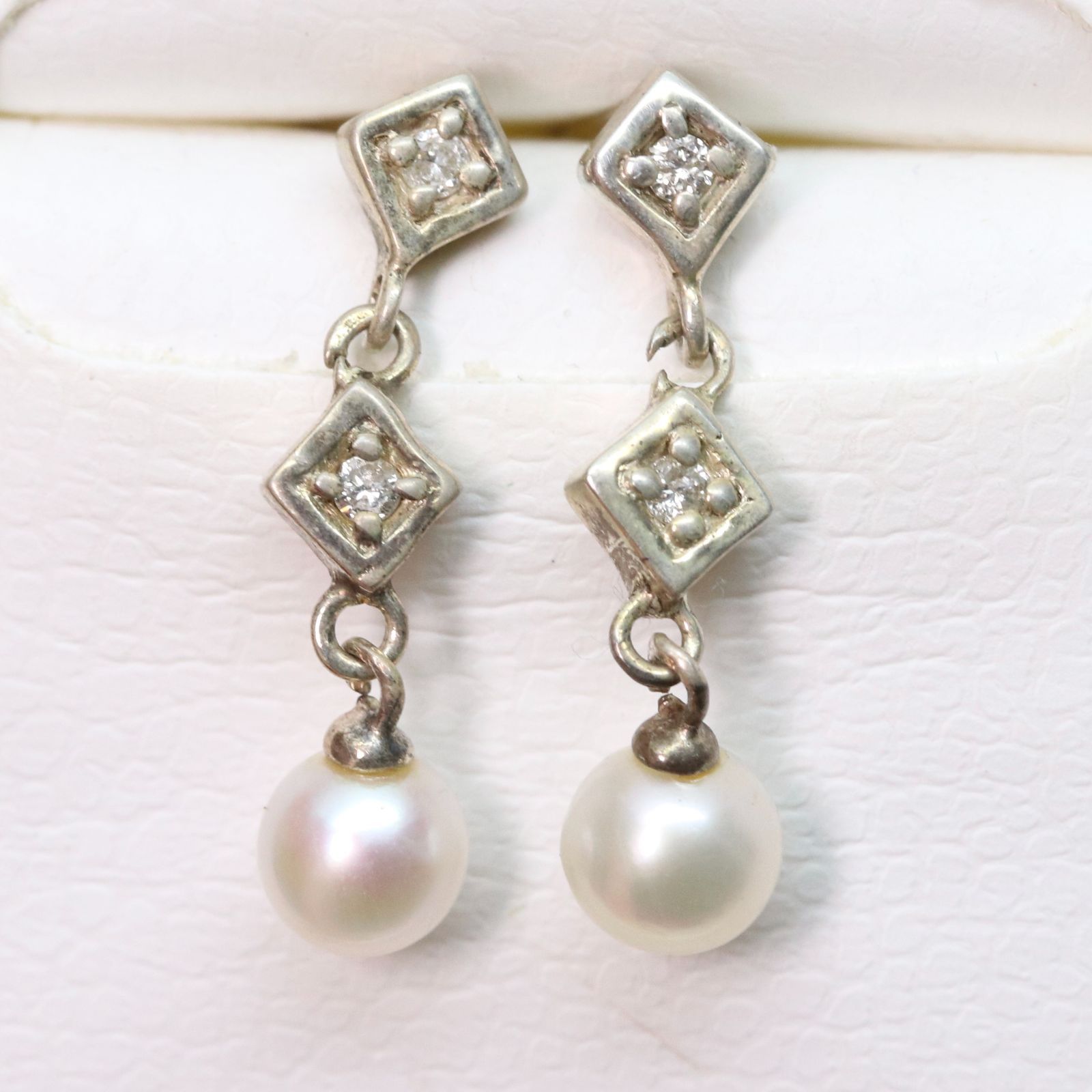 アガット シルバー パール ダイヤモンド ピアス ゆらゆら/24-3333S