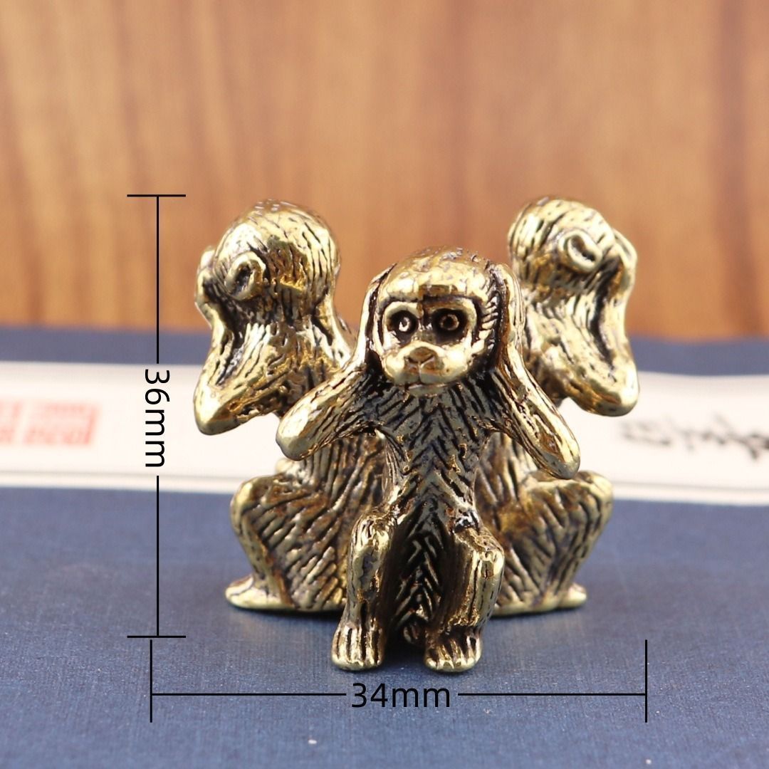 人気商品発売中】猿 サル 招財 金色 ゴールド 見ざる 言わざる 聞か