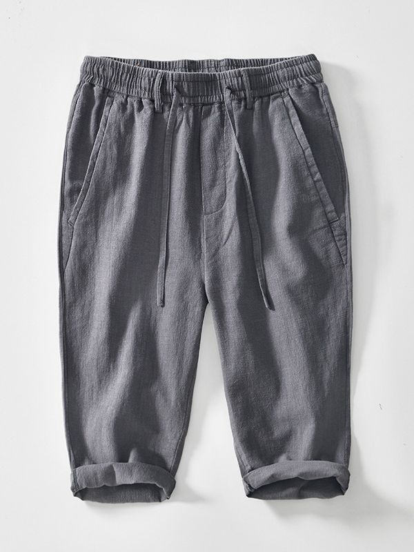 クロップドパンツ 7分丈　リネンパンツ　綿麻　メンズ*新品　ピーチパンツ　ハーフパンツ　イージーパンツ