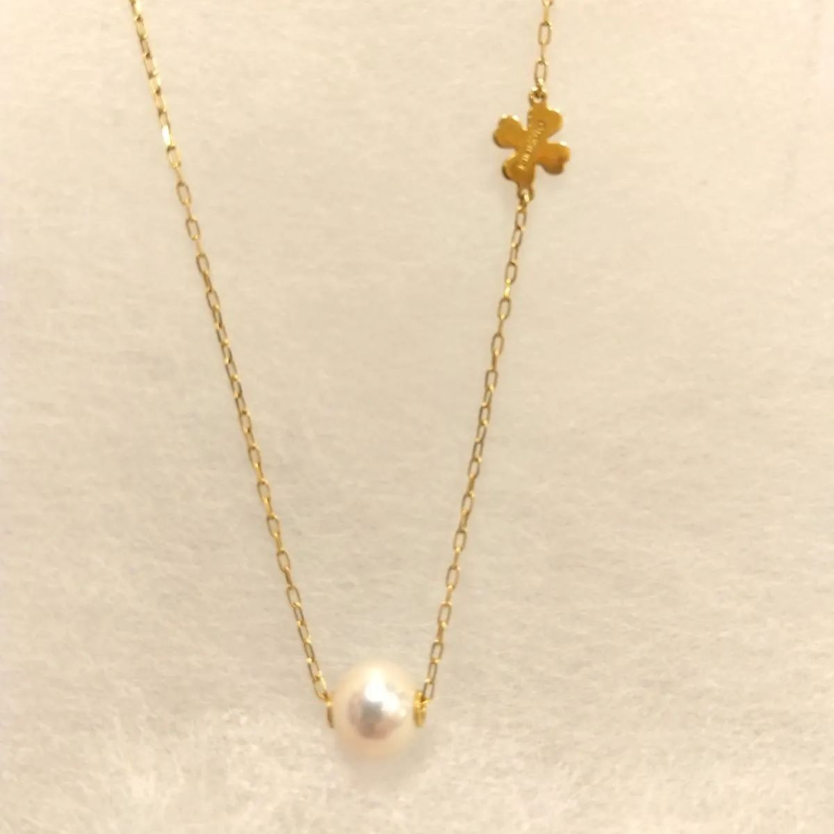 ☆美品☆ミキモト　K18 クローバー　ネックレス　パール約7.0mm MIKIMOTO 美品 ミキモト K18 PT950 パール 1Pダイヤモンド