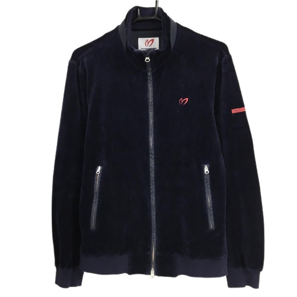 マスターバニー ジャケットブルゾン ネイビー ベロア調 ロゴレッド  