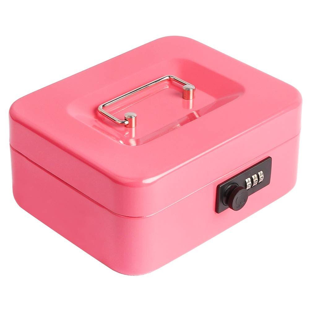 【在庫限定】金属製 ダイヤル式 20x16x9cm 手提金庫 B6サイズ CB0702M Jssmst (ピンク)