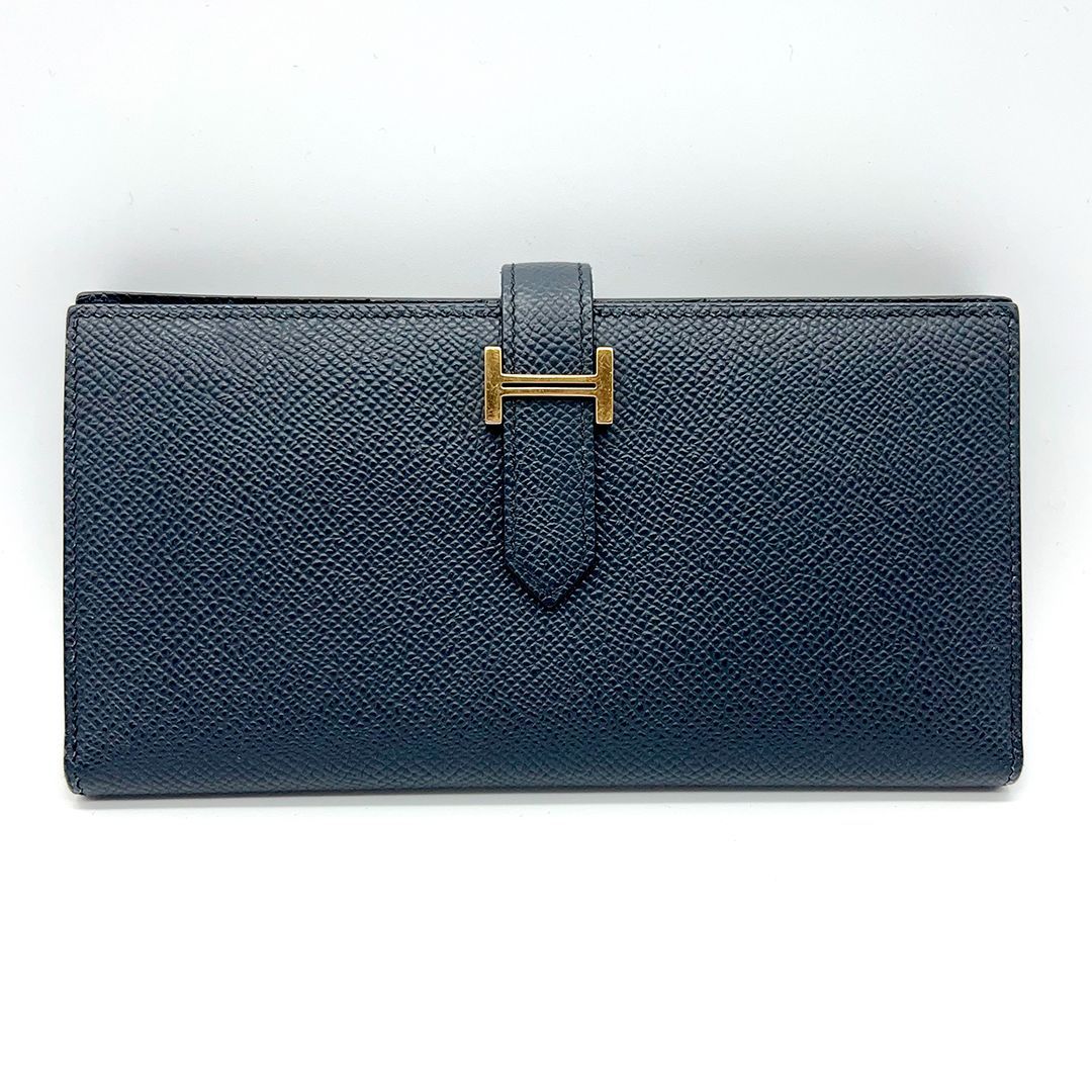 HERMES エルメス べアンスフレ ヴォーエプソン ネイビー ゴールド金具 エルメス HERMES ベアンスフレ ヴォーエプソン ゴールド金具 長