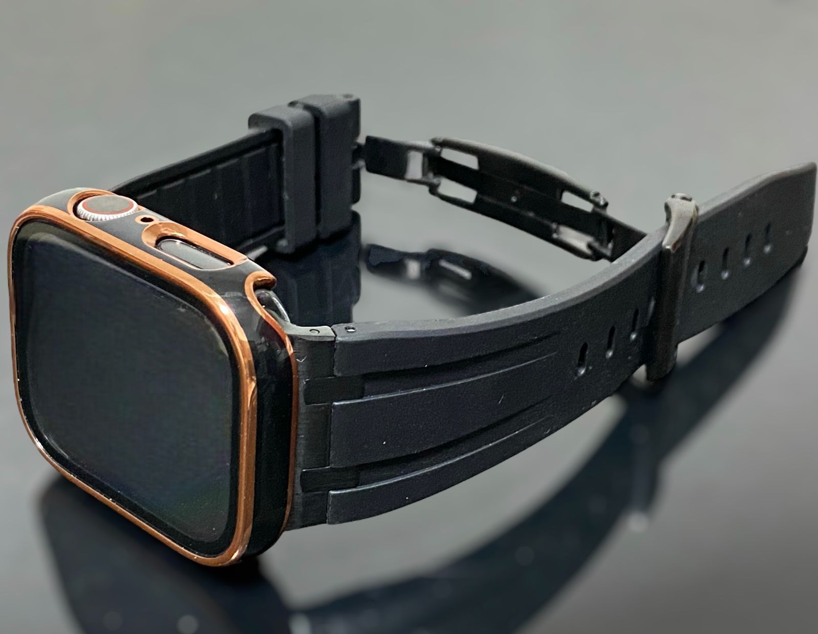 ブラックローズライン＆強化型別注ブラックbバックル アップルウォッチ ラバーベルト Apple Watch ケース カバー ultra ウルトラ 38mm 40mm 41mm 42mm 44mm 45mm 49mm Apple Watch バンド