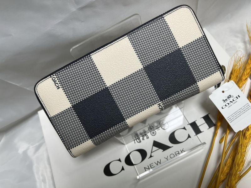 コーチ COACH 財布 長財布 バフ プレイド チェック パターン ジップ