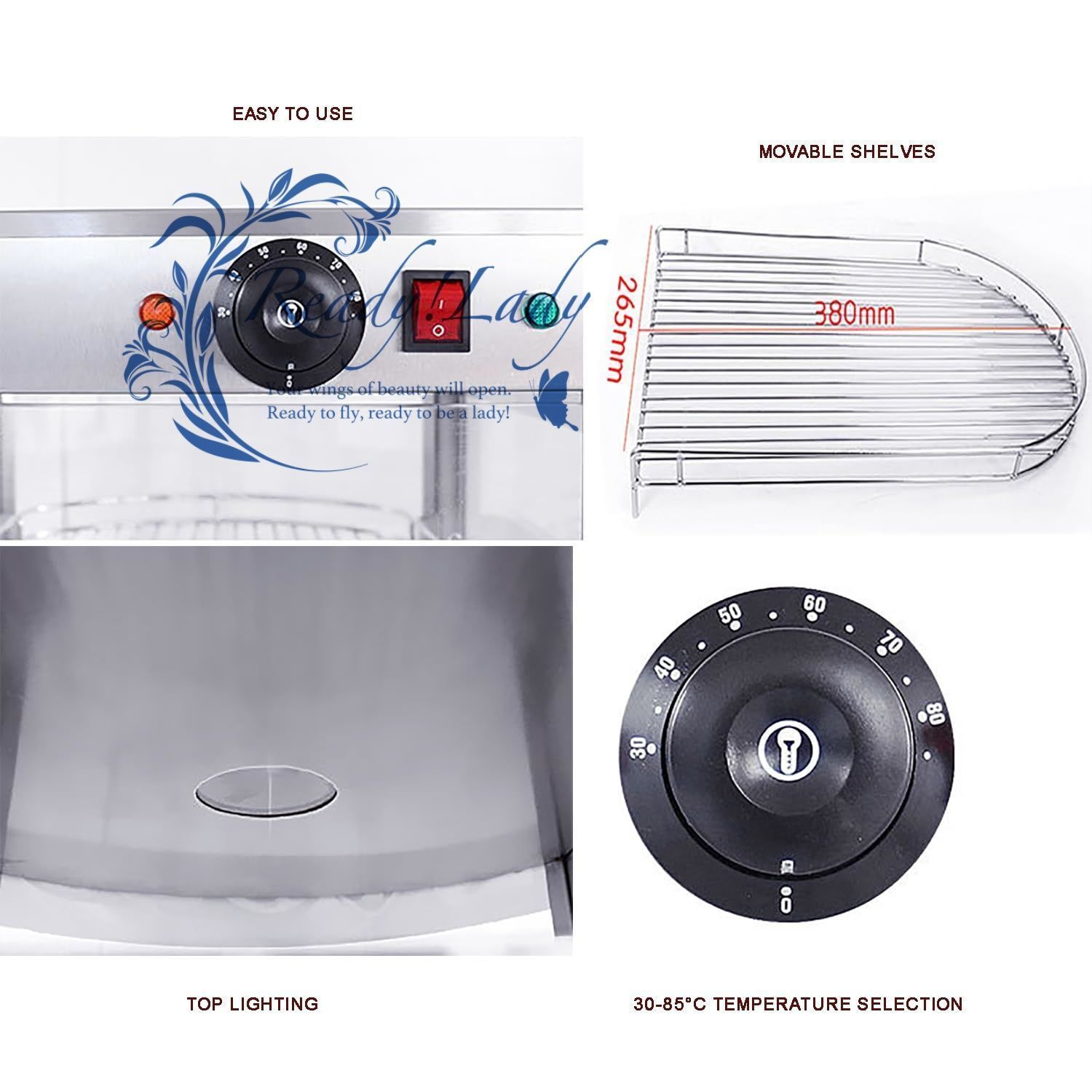 照明付き 3段ステンレススチールフードウォーマー