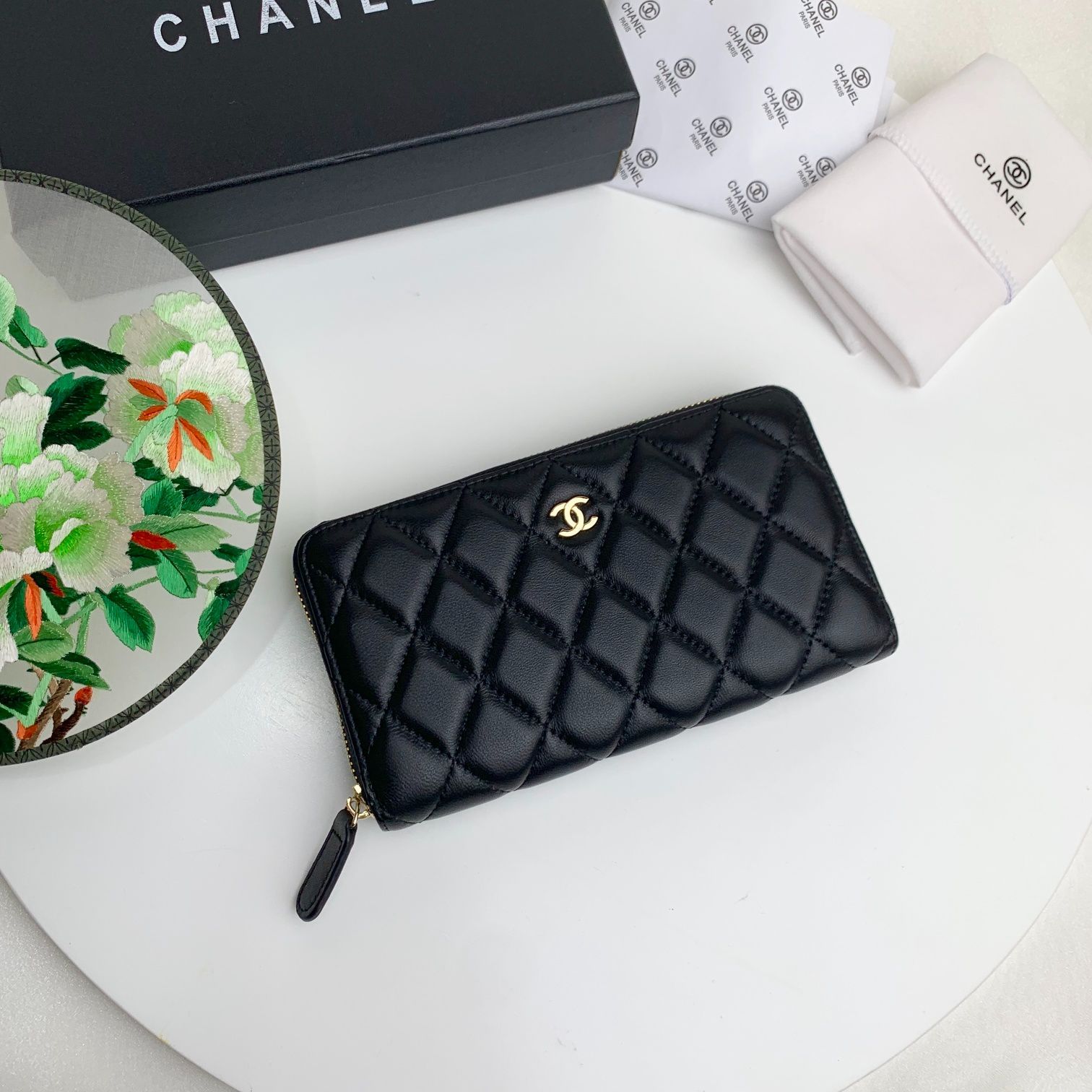 CHANEL シャネル ラムスキン マトラッセ 長財布 ブラック#1