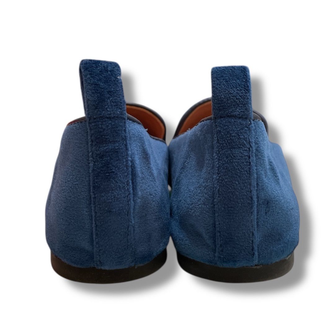 MAX-Co. マックスアンドコー ビジュー刺繍ローファー ベルベット生地 スクエアトゥ スパングル ビジュー 花模様 フラットローファー 軽量 華やか 大人カジュアル ブルー 36 23cm レディース 秋 ゴーゴー古着セントラルパーク名古屋店No.1183 KIN-KAAI_COM