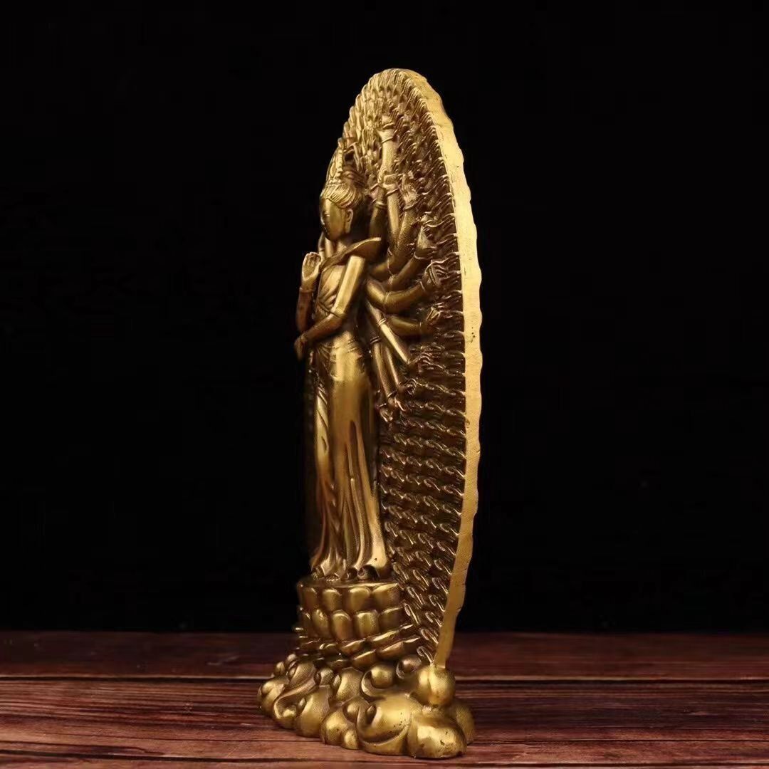 仏教美術 白銅 小型 細密細工 千手観音像 仏像 H4.5㎝ 仏教美術 千手観音像 仏像 小仏像 銅製 銅器 - メルカリ