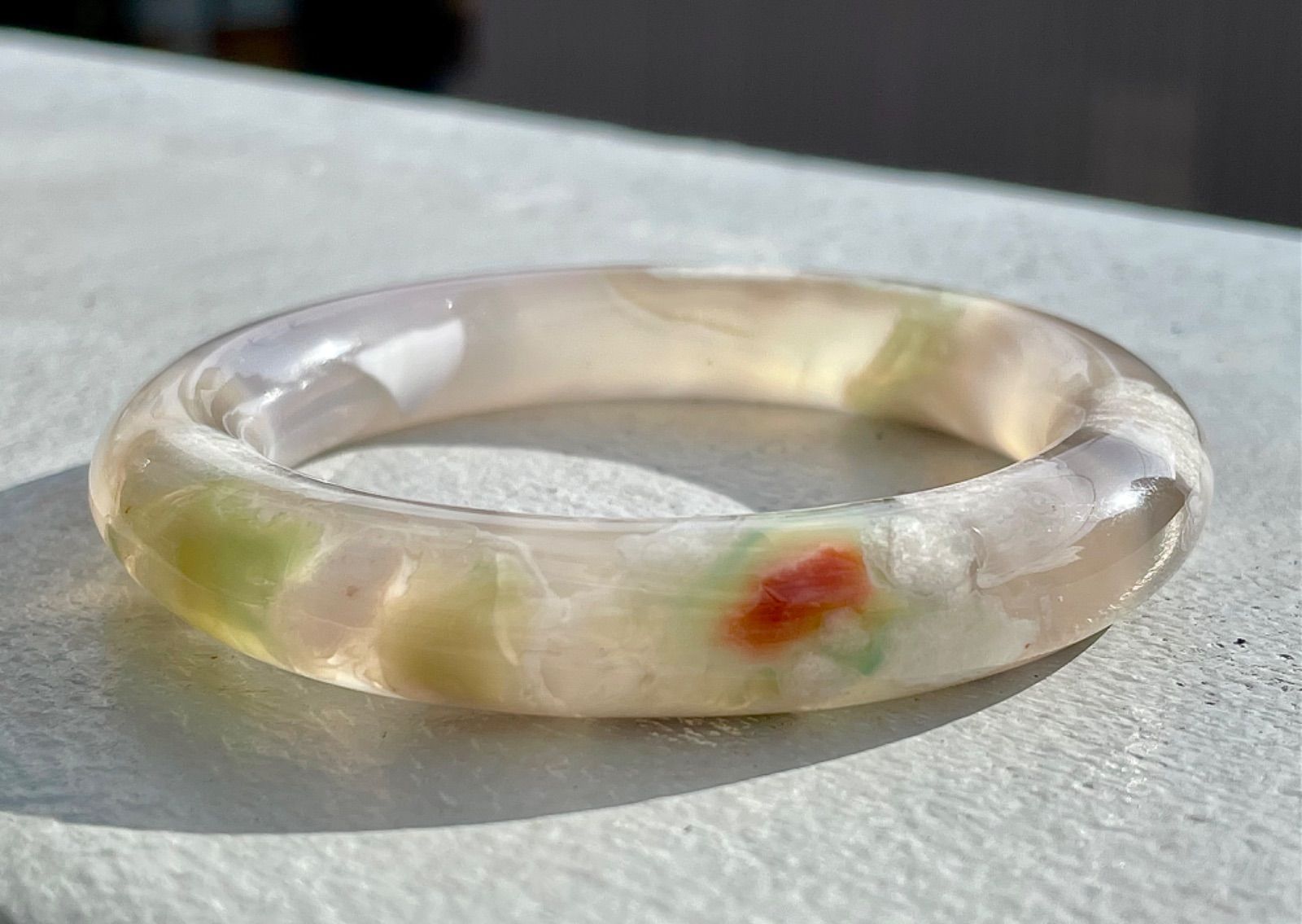 天然石 桜瑪瑙 チェリーブロッサムアゲート 大きいサイズ バングル 34