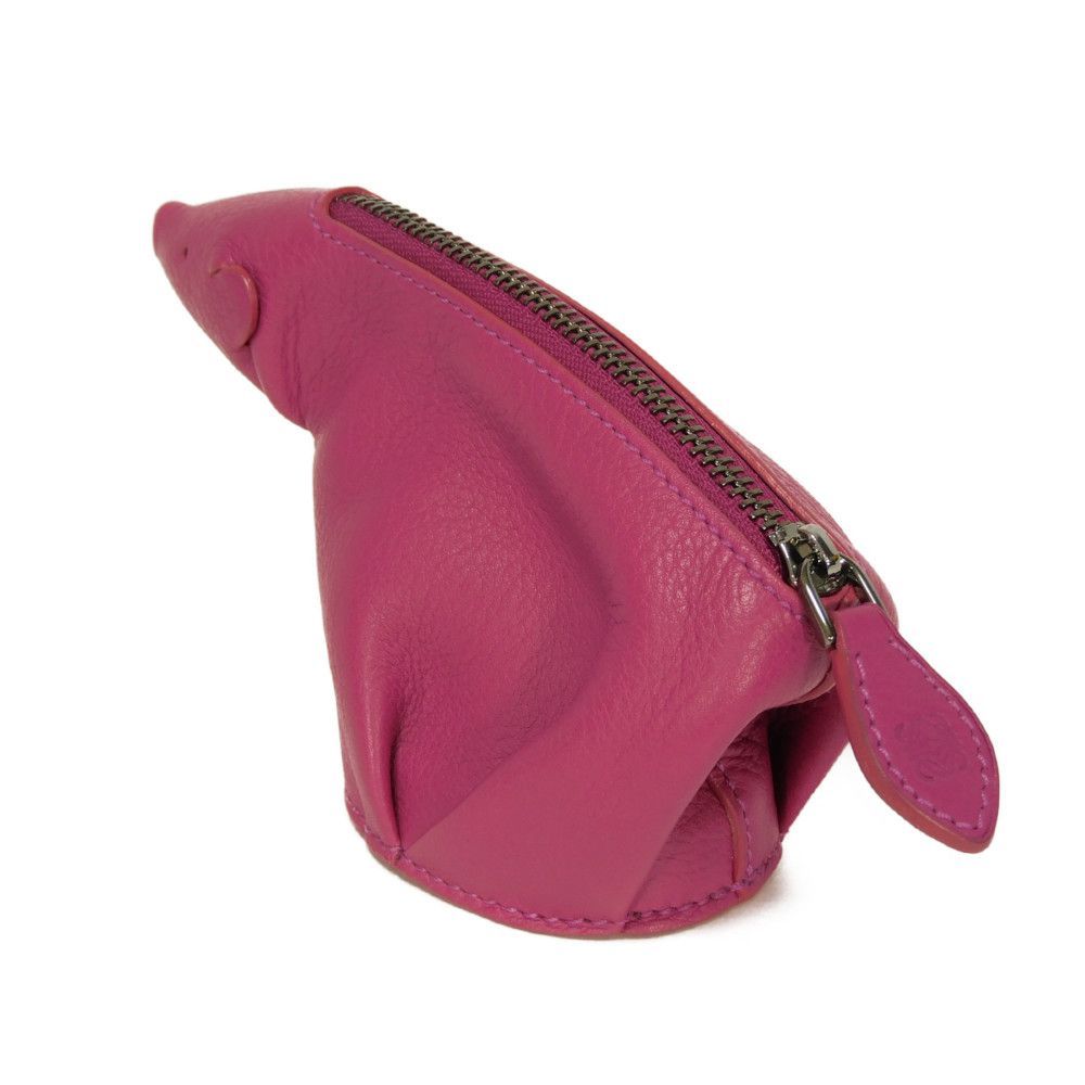 LOEWE ロエベ ベアー コインパース アニマル グレイン カーフ ピンク 小銭入れ 財布 ミニウォレット アナグラム エンボス フューシャ コインケース 199.79.G74