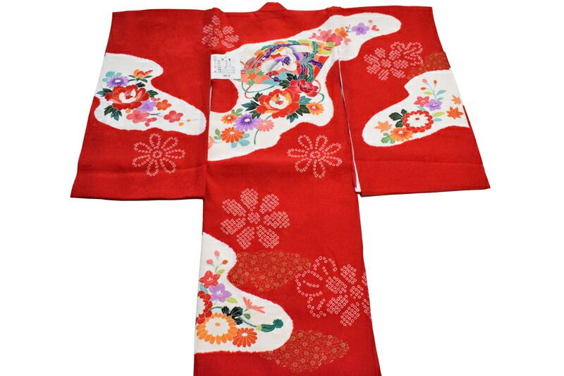 【販売品】 女児お宮参り着-No.314（地色：赤色/産着/初着/のしめ/お宮参り/女の子/赤ちゃん/お祝い着/誕生祝い）