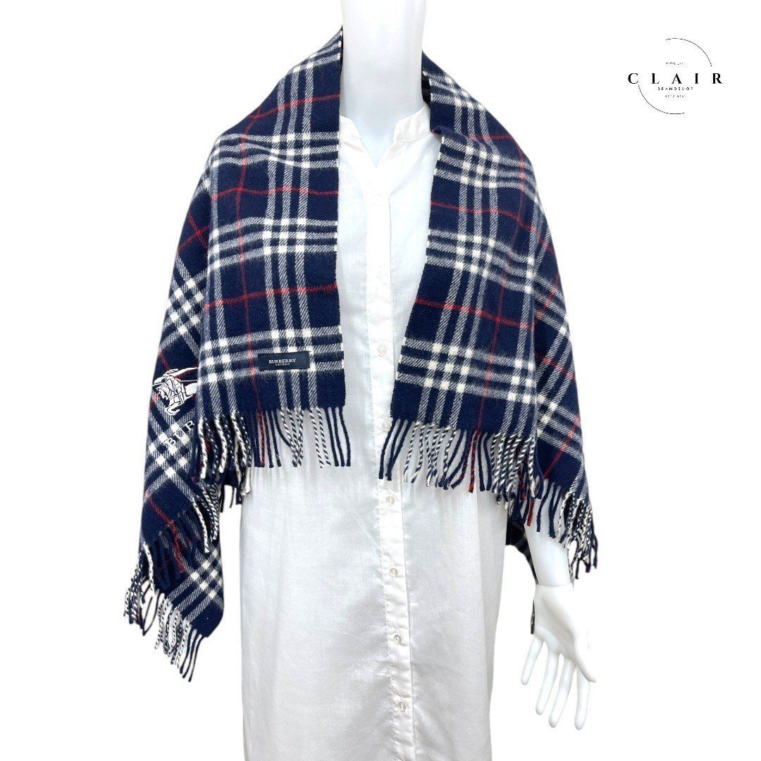 購入ストア BURBERRY バーバリー 大判ストール ネイビー チェック