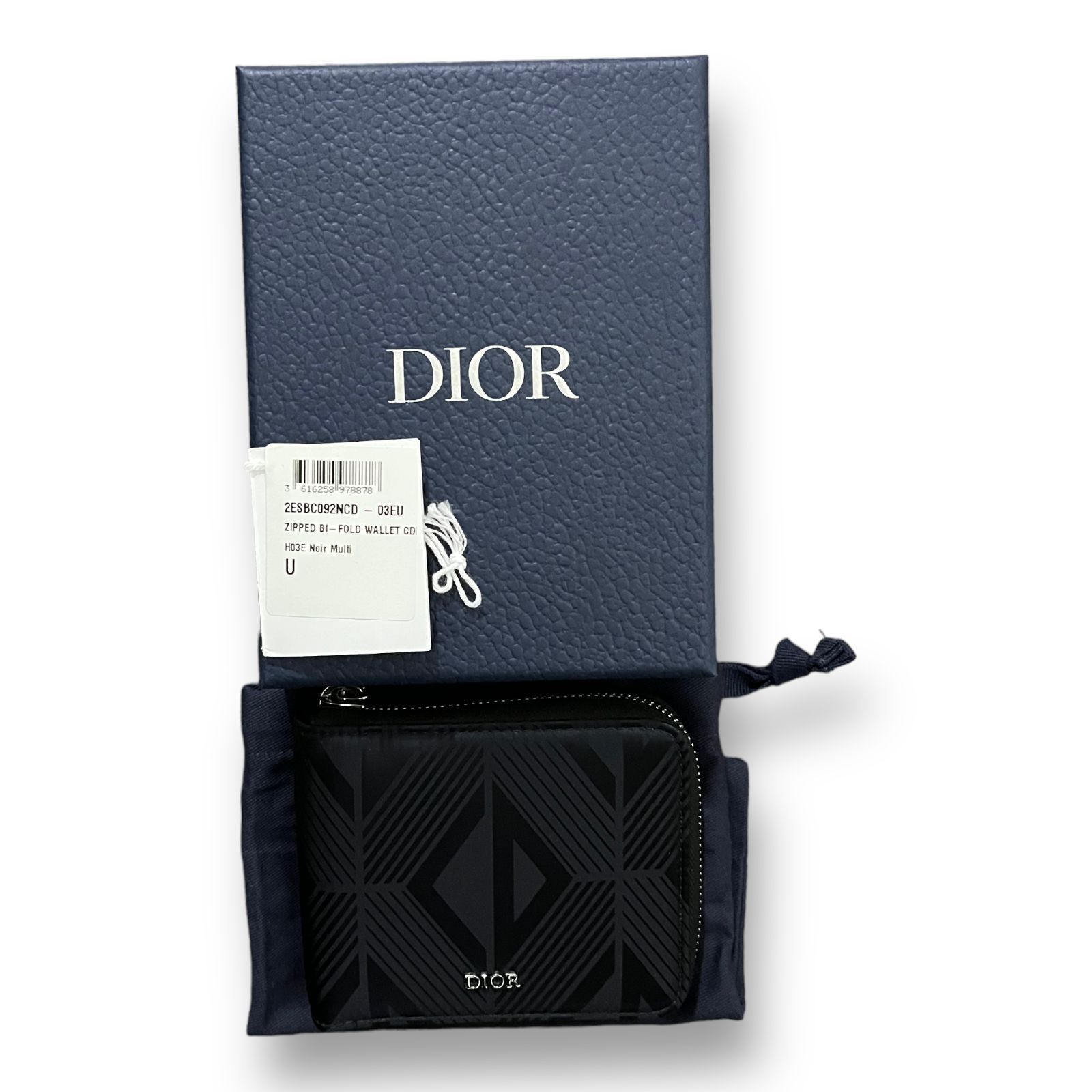 新品 DIOR 二つ折り ジップ ウォレット 折り畳み財布 2ESBC092NCD