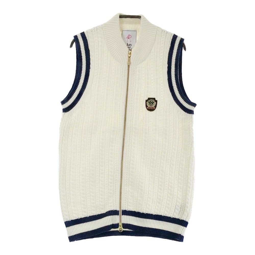 サイズ：M JUN&ROPE ジュン アンド ロペ リネン混 ニット ジップベスト