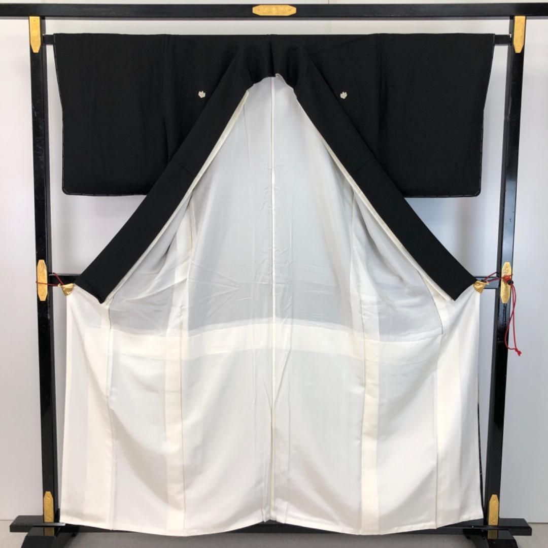 黒留袖 雪輪に花模様 熨斗 飛翔鶴 花亀甲 松 金駒刺繍 しつけ糸 K-5338