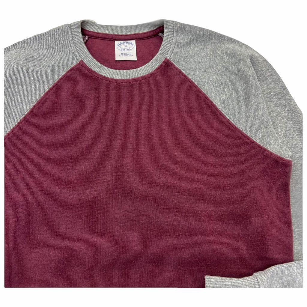 BROOKS BROTHERS  ツートン スウェット シャツ トレーナー バーガンディー グレー XS リラックス アメカジ ブルックスブラザーズS2464
