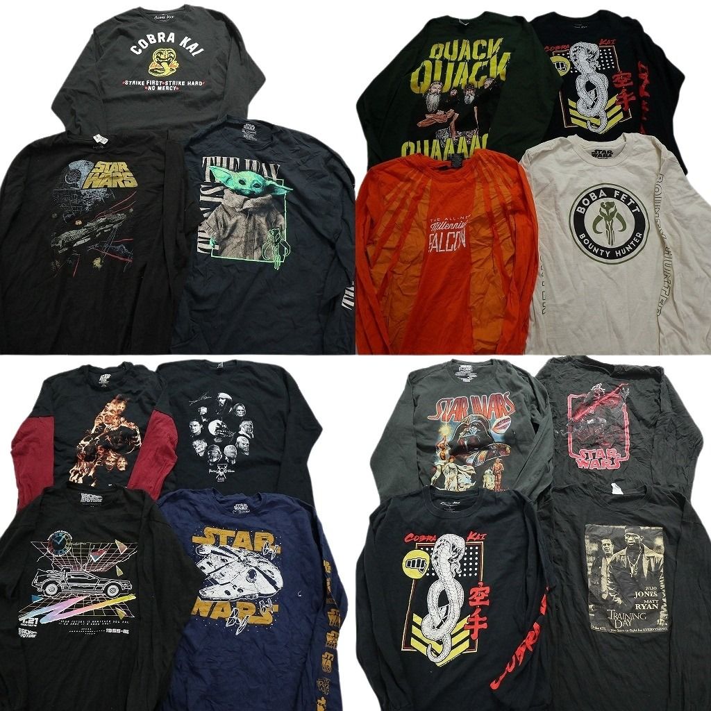 古着卸 まとめ売り 映画・ドラマ 長袖Tシャツ 15枚セット (メンズ L /XL /2XL ) スターウォーズ バックトゥザフューチャー MS2566