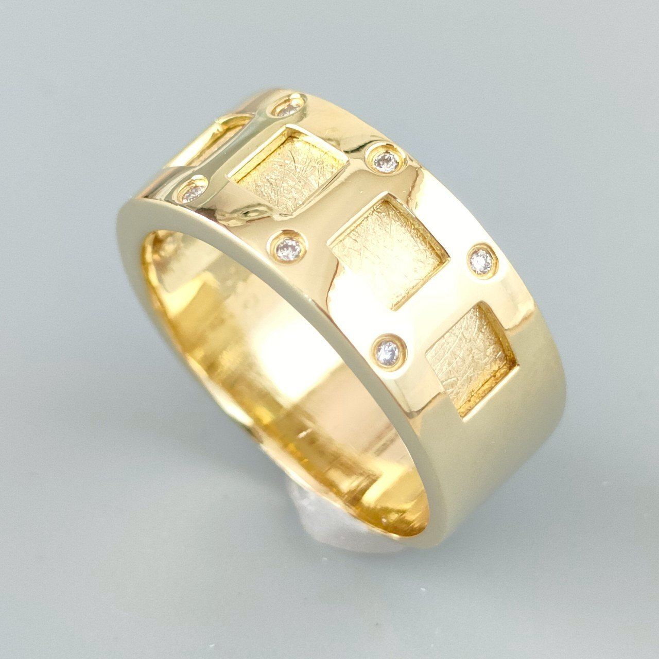 18金 K18 太 ダイヤ デザインリング 8.9ｇ 18～19号 B961
