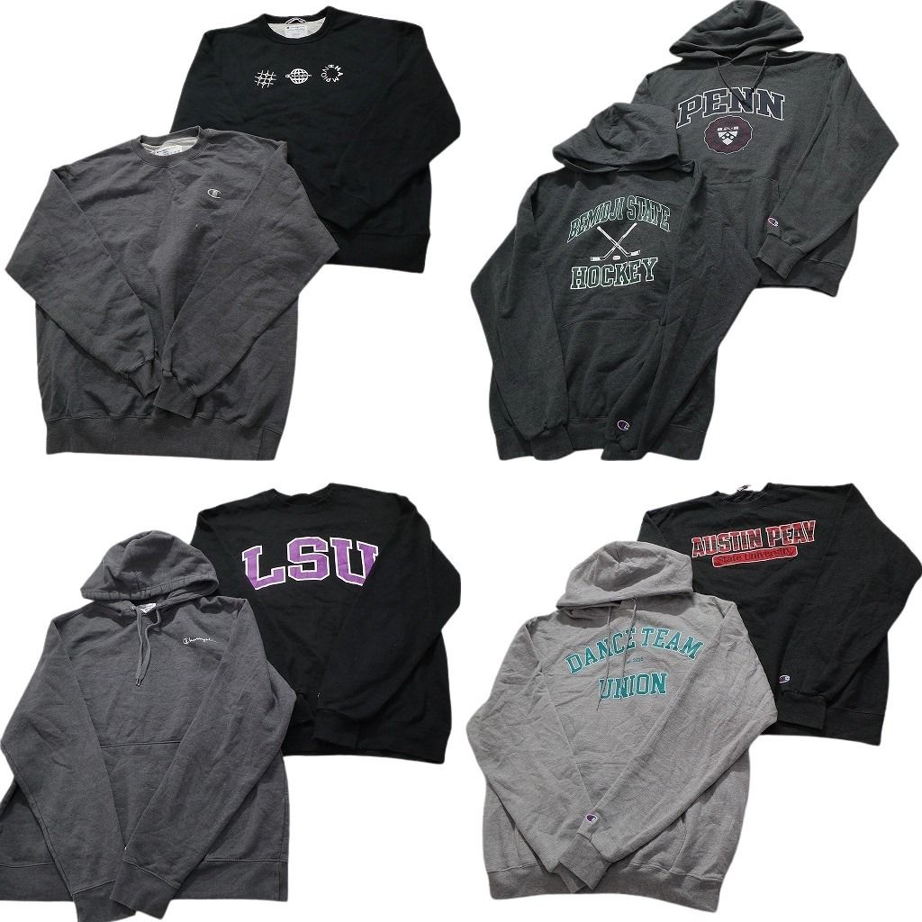 古着卸 まとめ売り チャンピオン Champion スウェット 8枚セット メンズ L LSU カレッジ風 フーディー アーチロゴ 古着 NC3902