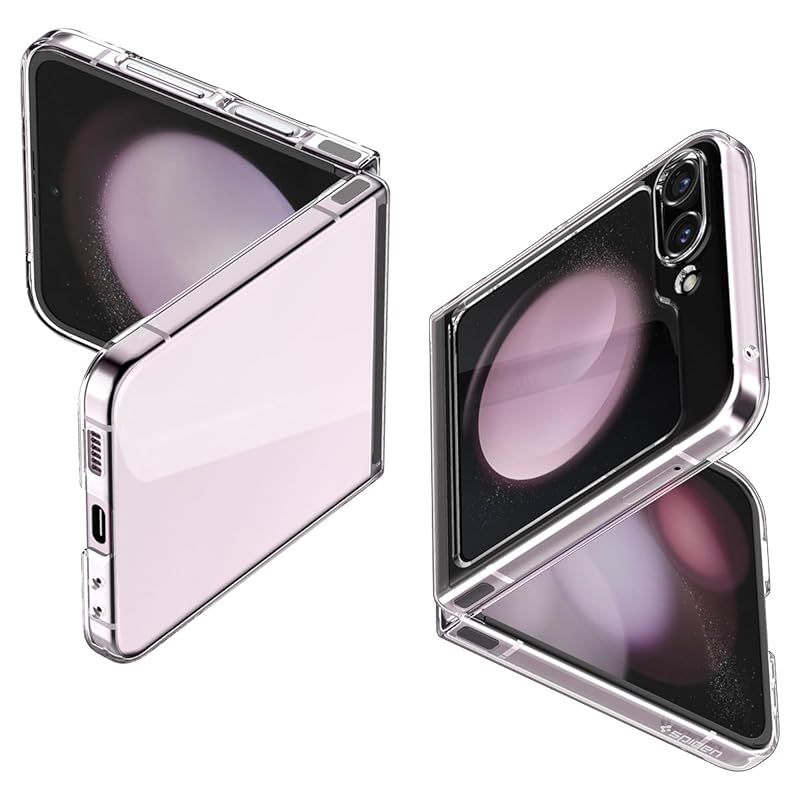 Spigen Galaxy Flip5 ケース クリア [ SC-54D|SCG23 ] 超軽量 超薄型 黄ばみ無し レンズ保護 [ 厚さ 0.8ｍｍ ] 重さ19g パーフェクト・フィット ワイヤレス充電対応 エアー・スキン ACS06230 (クリスタ 1