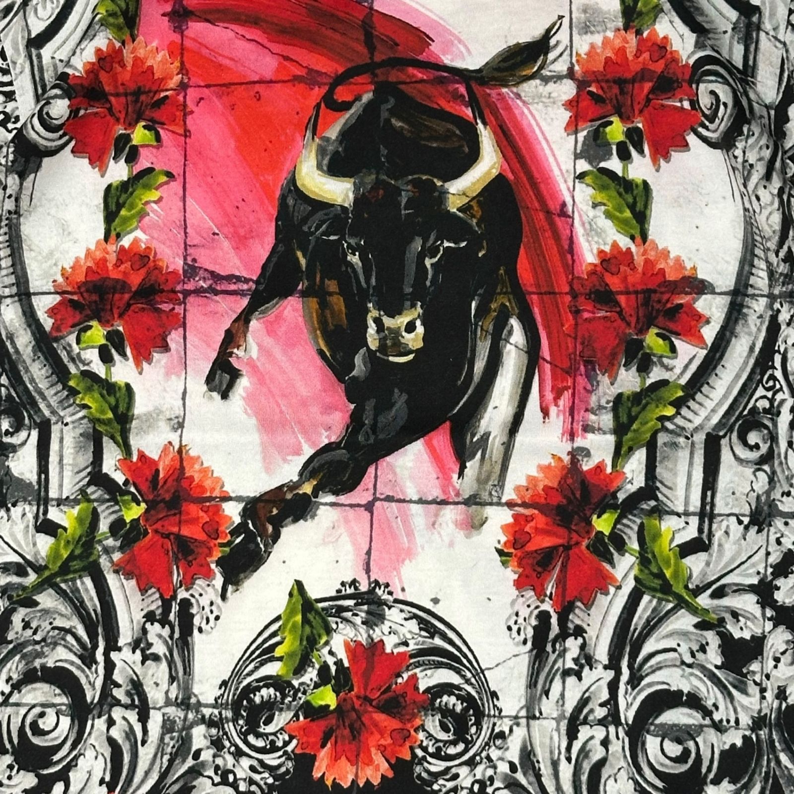 DOLCE&GABBANA(ドルチェ&ガッバーナドルガバ) Flower & Bull Graphic T