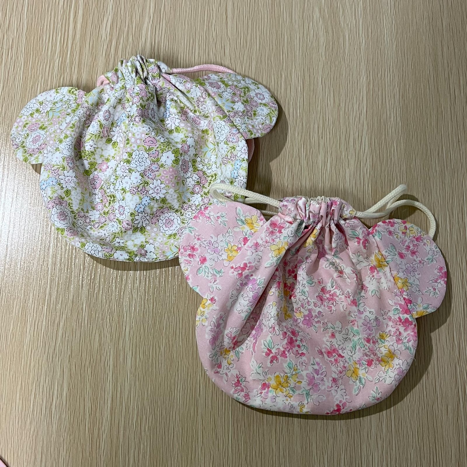 ２個セット ハンドメイド 巾着 くま くま耳 花柄 コップ袋 - メルカリ