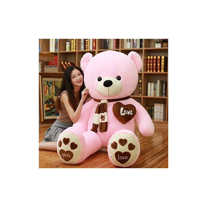 AMIRA TOYS ぬいぐるみ 大きい くま テディベア クマ teddy bear big size ぬいぐるみ マフラー付き ピンク 熊 縫い包み お祝い ふわふわ ピンク 140cm 0