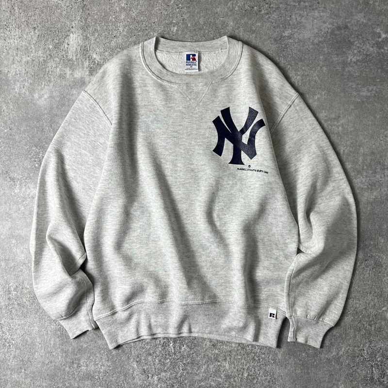 90s MLB USA製 スウェット YANKEES  霜降りグレー　ヤンキース身幅約57cm