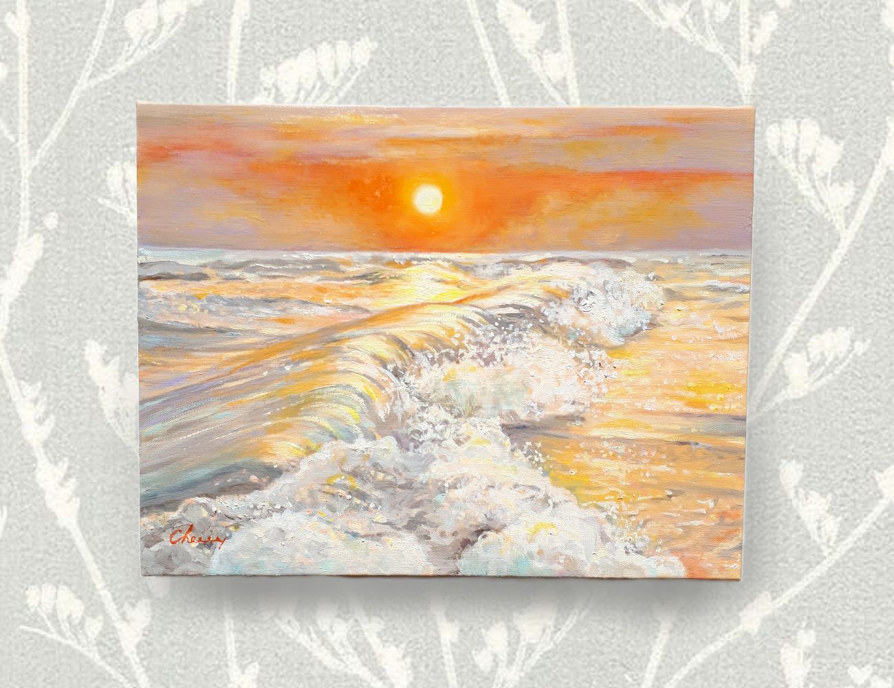 一点物】『 オレンジ色の郷愁 』油絵 F6号 油彩 油画 お買い得品