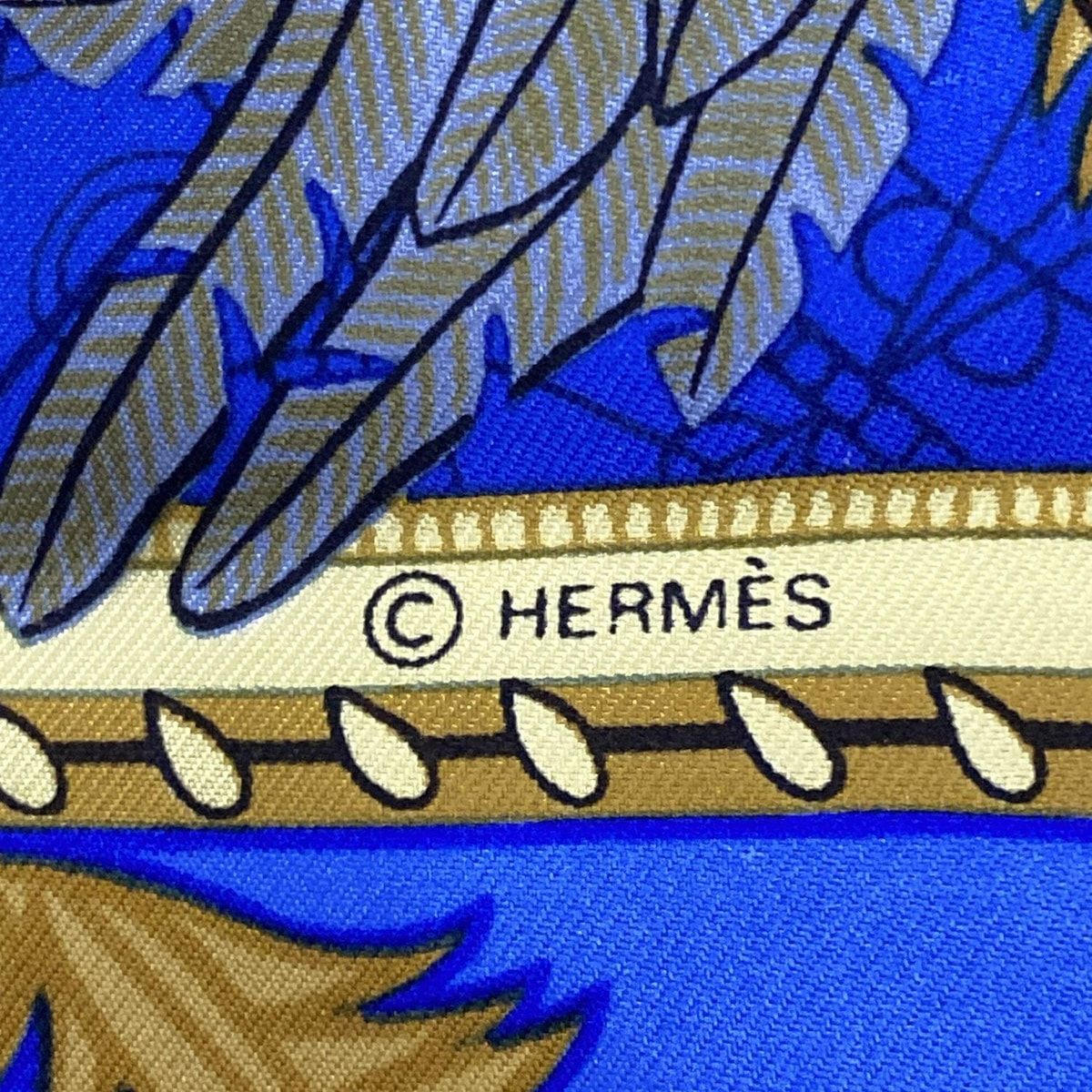 エルメス HERMES カレ ネイビー×ブルー×マルチ LES MUSEROLLES 美品