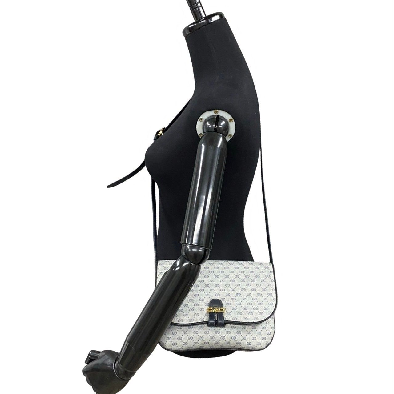 GUCCI オールドグッチ　ヴィンテージ　GG ラウンド　ケース　ネイビー GUCCI 極 美品 箱付き グッチ オールドグッチ ヴィンテージ GG