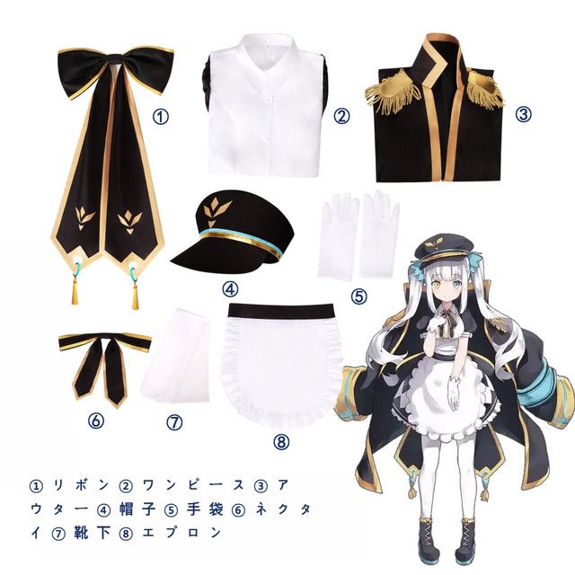 VTuber 尾丸ポルカ 私服衣装 コスプレ衣装 風 コスチューム （ウィッグ