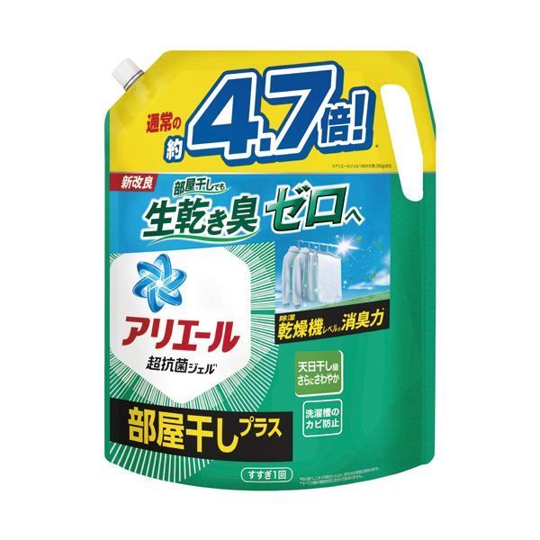 まとめ P＆Gアリエールジェル 部屋干しプラス つめかえ用 超ウルトラジャンボ 1.81kg 1パック ×3セット
